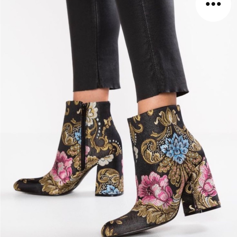 Step out in style with these stunning Brocade Embroidered Floral Ankle Boots